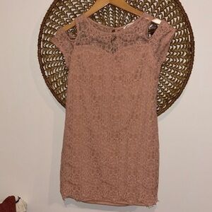Sophia + Zeke pink lace cold shoulder dress size medium